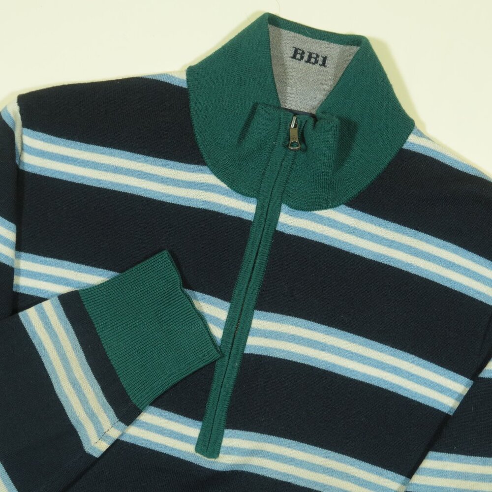 Brooks Brothers Merino Wool 1/4 Zip Sweater Mens XL Blue Green Pullover BB1